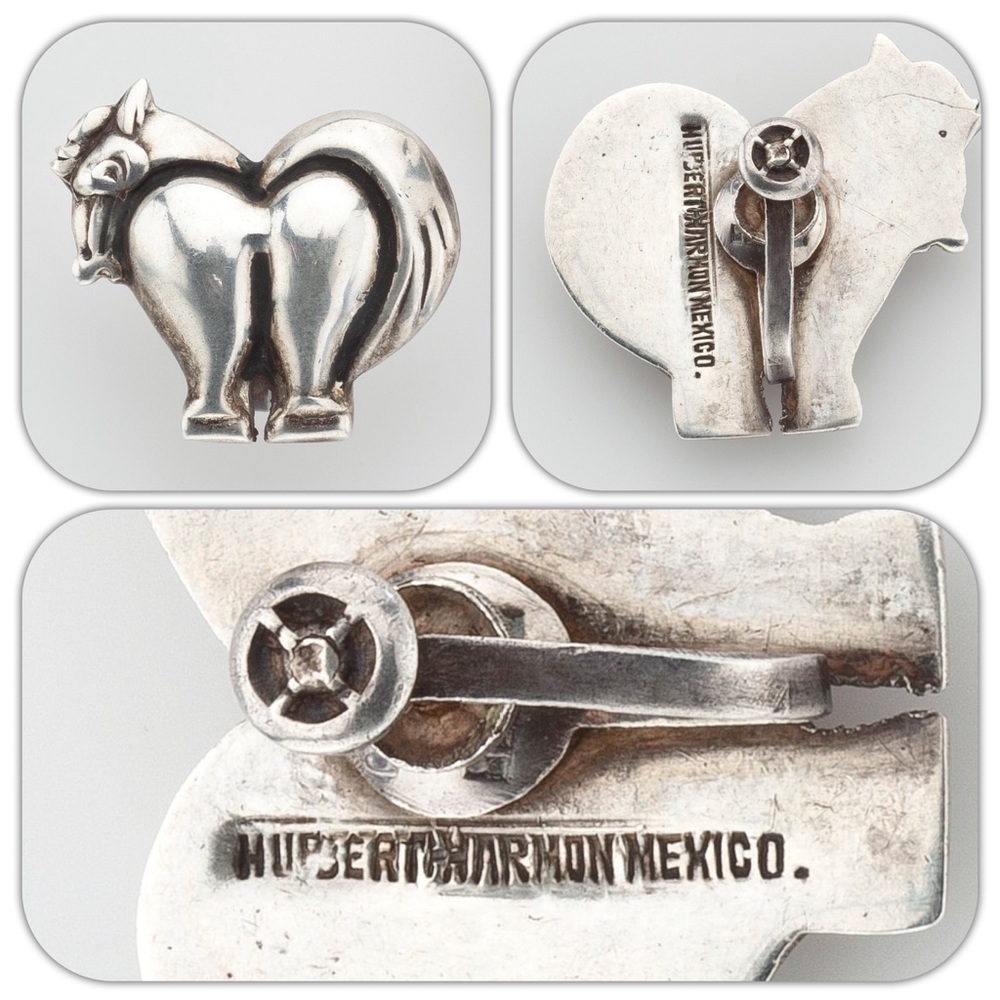 Hubert Harmon Mexican Sterling Horse Rear Earrings